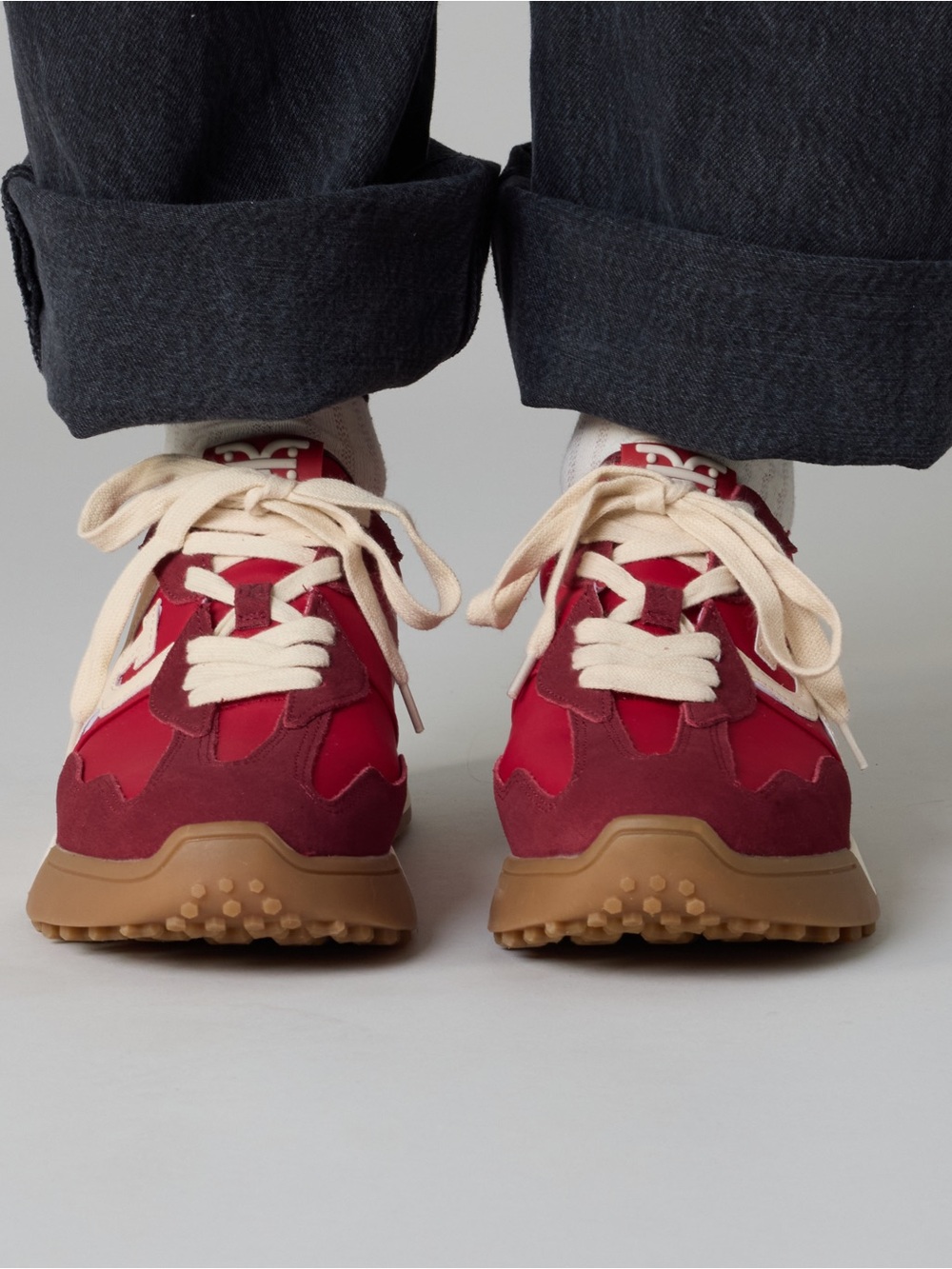 SAM EDELMAN LANGLEY LACE UP SNEAKERS IN DEEP SCARLET RED SUEDE 7 - Picture 2 of 11